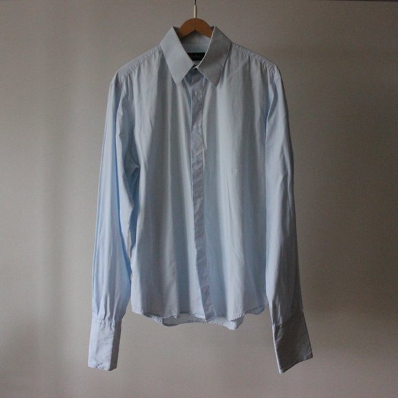 Thierry Mugler Paris Blue Shirt Size 43 - Picture 6 of 9